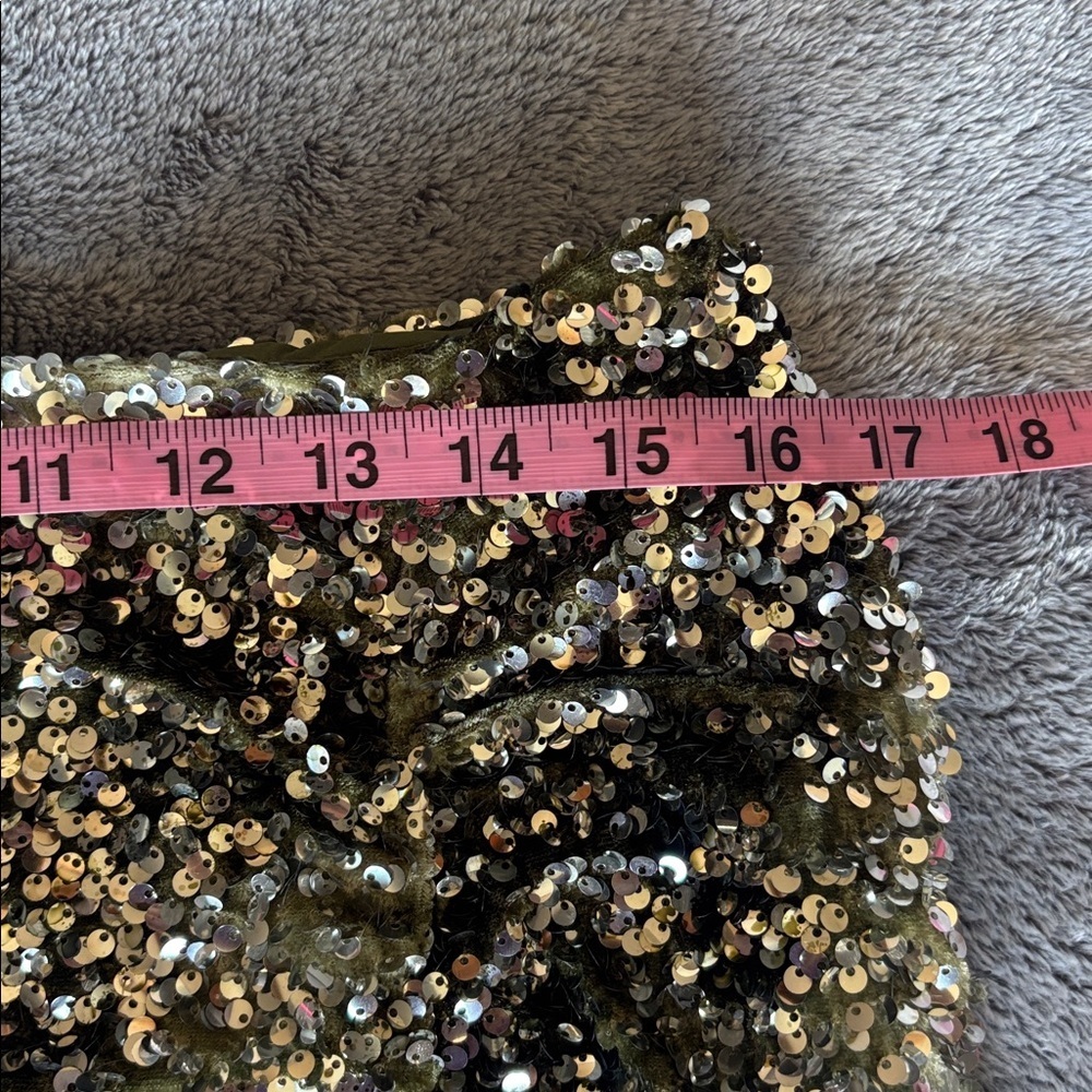 BOSS Orange Vania Sequin Pencil Skirt in Khaki Size X-Large NWT - Picture 6 of 7